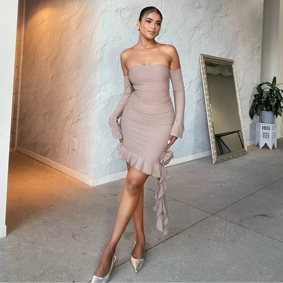 HOUSE OF CB Alix Brown Mini Dress M - Picture 1 of 5